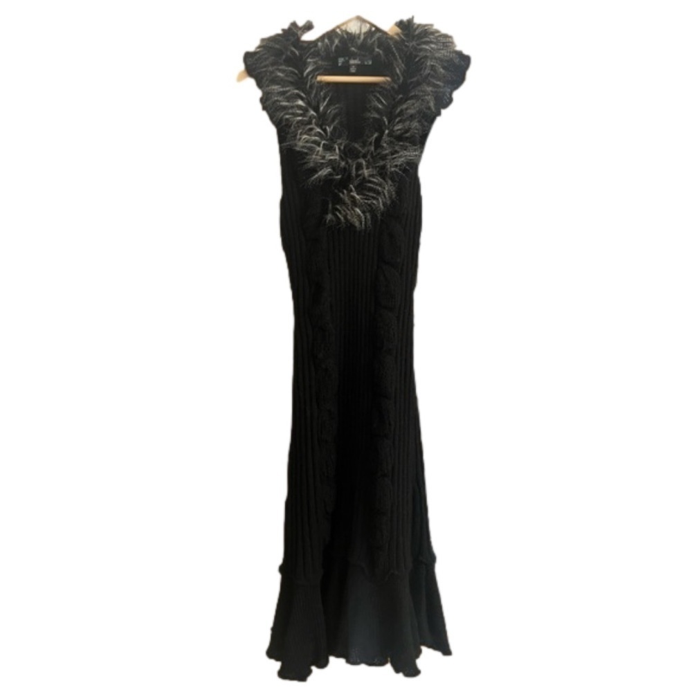 Holiday Dress Anthropologie Sioni Sleeveless Faux Fur Collar Knit Sweater Dress
